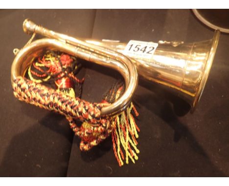 Brass military bugle with artillery badge 