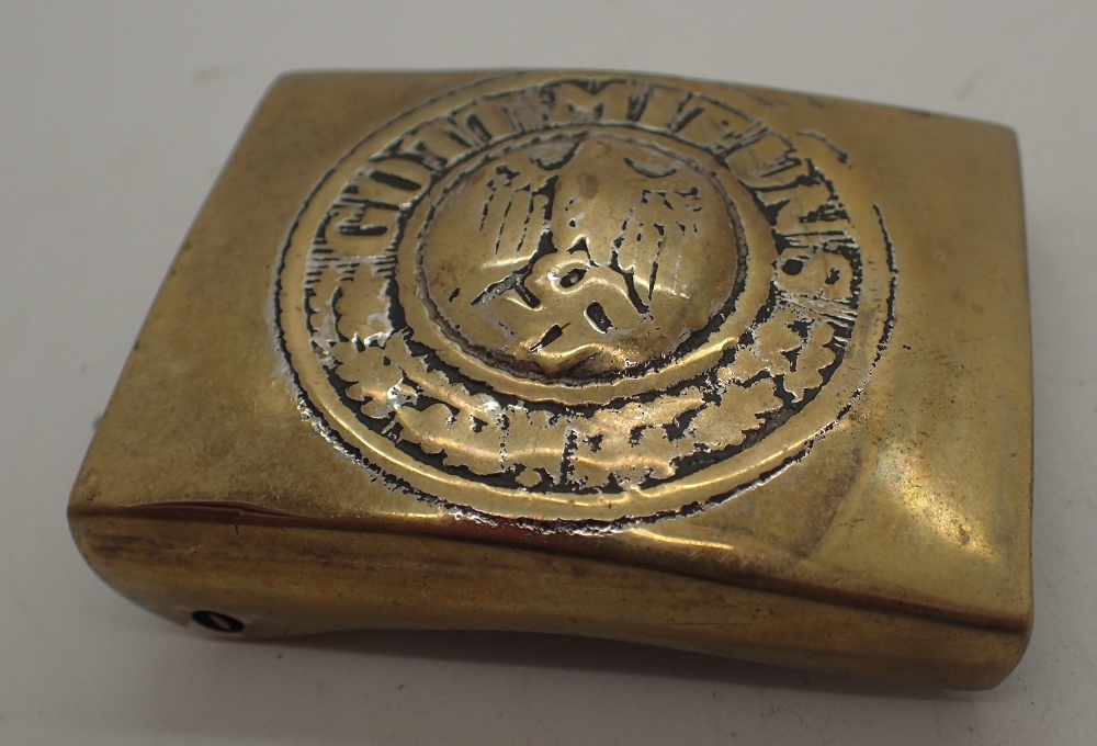 WWII original German brass belt buckle with eagle and swastika