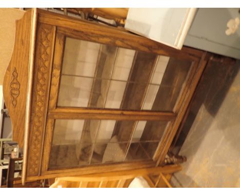 Antique glazed door two shelf bookcase, L: 90 cm