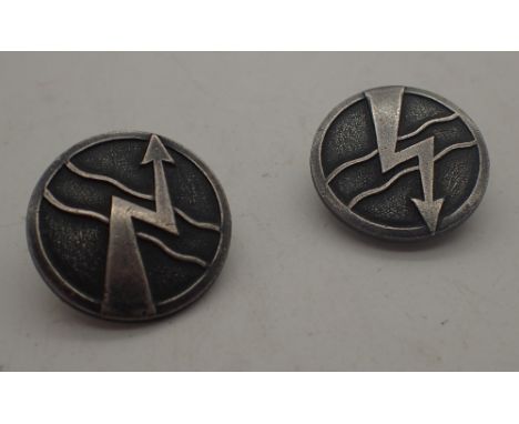Pair of sterling silver studs with Elektro Poznan to verso