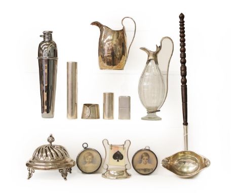 A Collection of Silver and Silver Plate, including a silver table-bell, by George Unite, Birmingham, 1895, one foot lacking; 