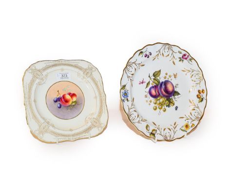 Two Royal Worcester fruit painted plates signed Freeman and Townsend, 23cm (2).  No chips, cracks or repair. Square Townsend 