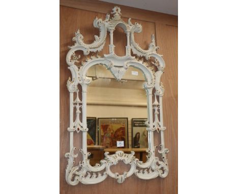 A painted Chinese Chippendale style mirror W.63cm