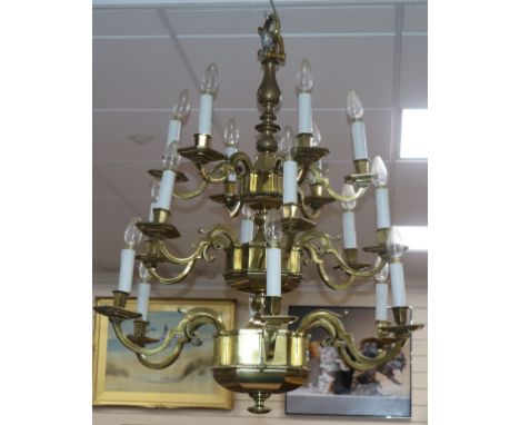 A restored brass 15 light electrolier