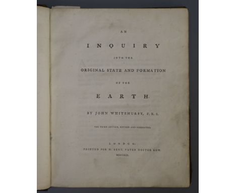 Whitehurst, John - An Inquiry into the Original State and Formation of the Earth ..., 3rd edition, qto, original calf, reback