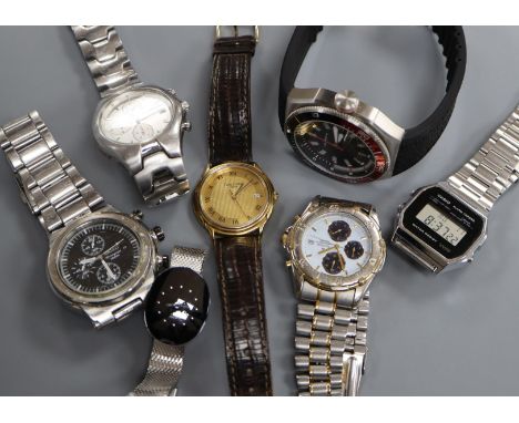 Seven assorted gentleman's wrist watches, including Rado, Favre Leuba and Accurist.