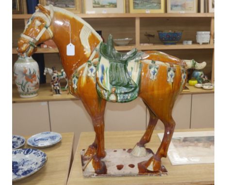 A large Chinese Tang style sancai model of a horse height 80cm