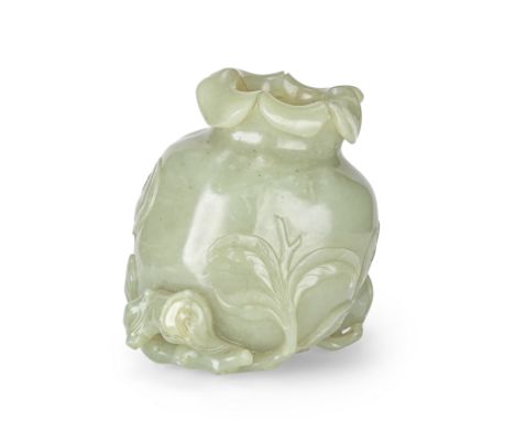 A CARVED JADE 'POMEGRANATE' VASEQing DynastyNaturalistically carved and well-hollowed to depict a large ripe fruit with the s