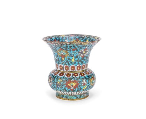 A CLOISONNÉ ENAMEL ZHADOUMing Dynasty, 16th centuryThe compressed globular body decorated in red, white, blue, yellow and gre
