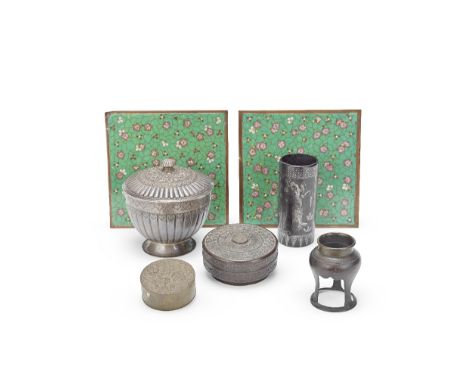 A COLLECTION OF CHINESE, JAPANESE AND BURMESE METAL ITEMS18th to 20th century, one box dated 1882 and of the periodComprising