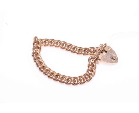 9 carat gold chain link bracelet with padlock fastener.