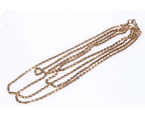 9 carat gold muff chain, length 156cm.