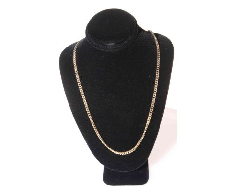 9 carat gold flattened chain link necklace, length 44cm.