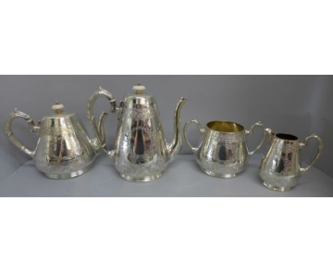 A four piece silver plated tea service 