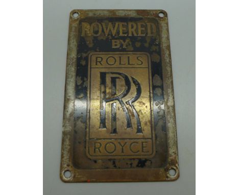 A Rolls-Royce metal engine plate, 3" x 5" 