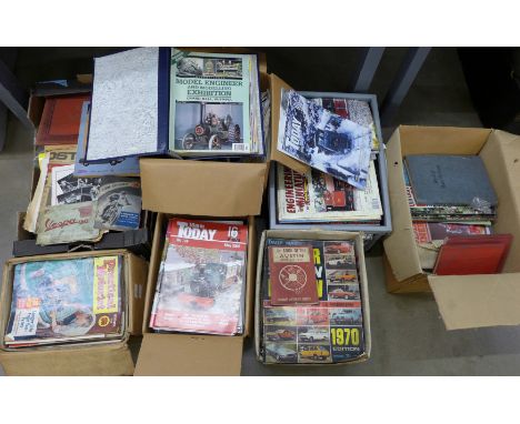 Seven boxes of vintage magazines, including model rail, Practical Engineering, Motor Show Review, etc. **PLEASE NOTE THIS LOT