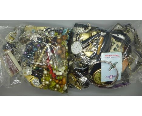 Costume jewellery and wristwatches including Citizen, Sekonda and Timex 