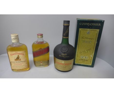 Two bottles of Scotch Whisky and a bottle of Courvoisier Cognac de Napoleon 