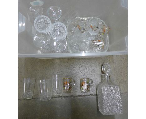 Cut glass crystal wine glasses, decanter and shot glasses **PLEASE NOTE THIS LOT IS NOT ELIGIBLE FOR POSTING AND PACKING** 