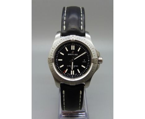 A Breitling Chronometer Colt wristwatch, boxed with papers, the case back numbered A17388 and 7018241, with 2 year warranty c