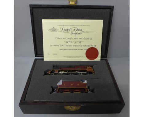 A Bachmann Branch-Line limited edition Royal Scot locomotive and tender, cased with certificate 