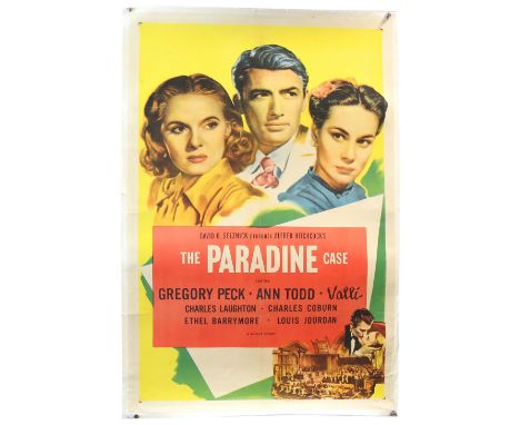 Alfred Hitchcock's The Paradine Case (R-1956) One Sheet film poster, starring Gregory Peck &amp; Ann Todd, linen backed, 27 x