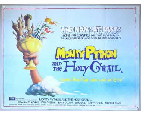 Monty Python and the Holy Grail (1975) British Quad film poster, comedy starring Graham Chapman, John Cleese &amp; Terry Gill