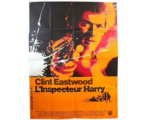 Dirty Harry (R-1970's) French Grande film poster, starring Clint Eastwood, folded, 47 x 63 inches