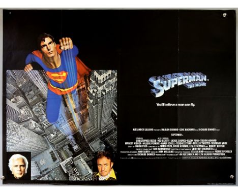 Superman (1978) British Quad film poster with Bob Peak artwork &amp; large Argentine poster, 30 x 40 &amp; 41 x 54 inches (2)