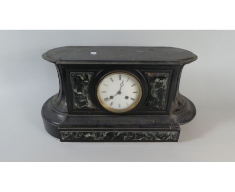 A French Slate and Marble Mantle Clock, Missing Side Piece, 47cm Long