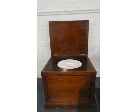 A Late Victorian Box Commode with Hinged Lid and Ceramic Liner, 46cm Wide