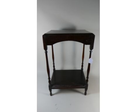 An Edwardian Oak Rectangular Topped Occasional Table with Stretcher Shelf, 39cm Long