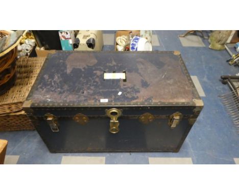 A Metal Mounted Travelling Trunk, 91cm Long