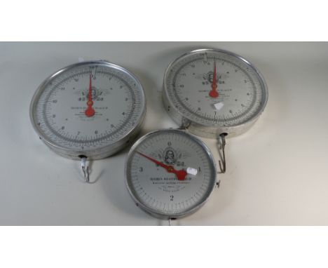 A Collection Three Circular Scales by Reuben Heaton, 31cm and 22cm Diameter