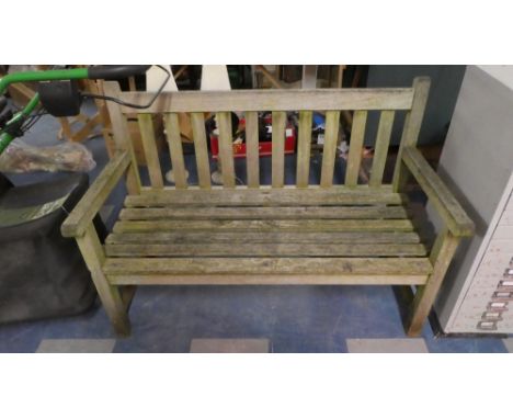 A Wooden Garden Bench, 122cm Long