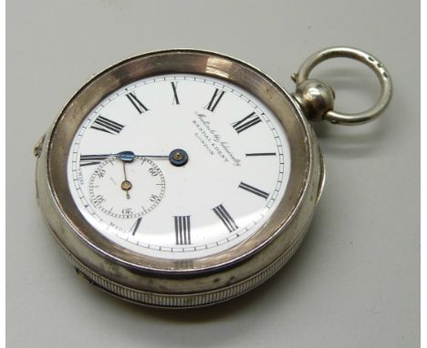 A silver pocket watch, Kendal and Dent, London (glass loose, missing minute hand) 