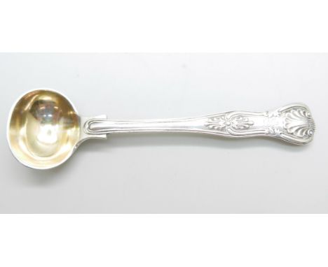 A Victorian silver Kings pattern sauce ladle, George Adams, London 1872, with crest, 25g, 11cm 