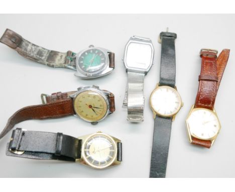 Six wristwatches including Paul Jobin, Misalla, Accurist and Casio 