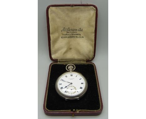 A silver cased Benson pocket watch, London 1936, boxed 