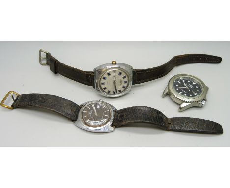 Three automatic wristwatches, two Timex and one Winner 