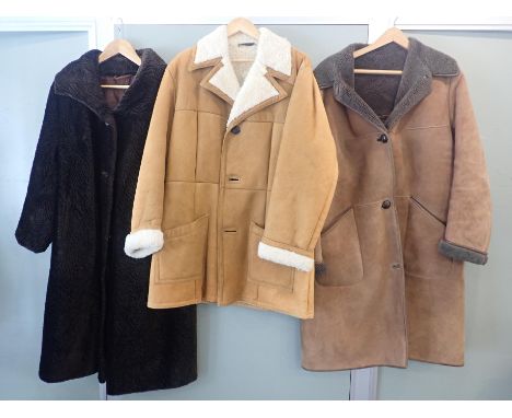 TWO VINTAGE SHEEPSKIN COATSand a Courtelle 'Astraka' faux-fur coat (3)