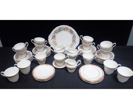 PART PARAGON COUNTRY LANE TEA SERVICEbone china, with four trios of Royal Doulton Darjeeling tea wares