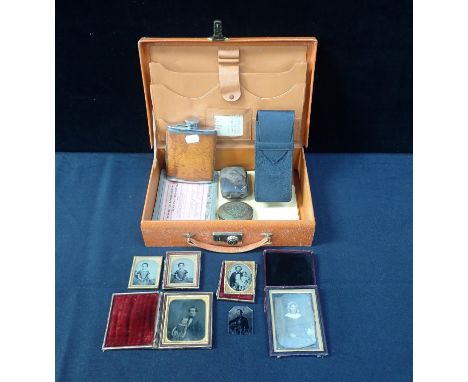A CASED DAGUERREOTYPE PORTRAIT OF A WOMANa few ambrotypes, a cased  Pinches and Co. commemorative medal for the Manchester Ar