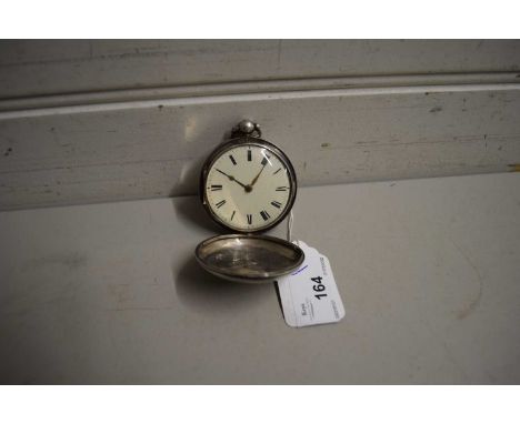 Second quarter of 19th century hallmarked silver cased full hunter pocket watch having gold hands to a white enamel dial with