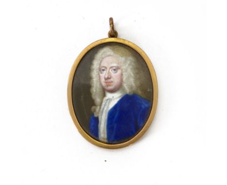 In the manner of Christian Zincke (German 1683-1767)Portrait miniature upon enamel, circa 1750Head and shoulder portrait of a
