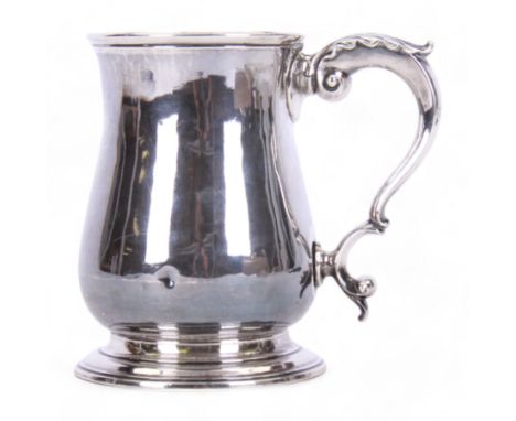 George III silver mug, of bellied form with acanthus capped scroll handle, upon a circular stepped foot, hallmarked Fuller Wh
