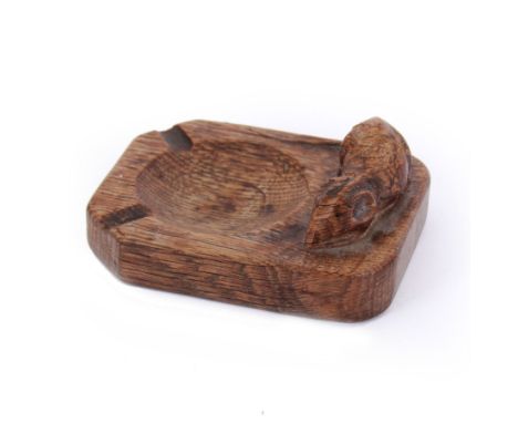 Mouseman - oak ashtray, rectangular form with rounded and canted corners, carved with mouse signature, by the workshop of Rob