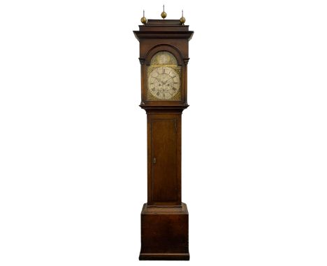 Gilbert Kidd of Malton (North Yorkshire) - late 18th century oak 8-day longcase clock c1780,  with a tall double caddy top an
