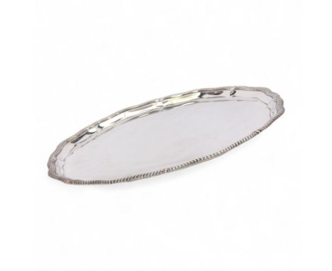 Early 20th century silver salver, of circular form with piecrust and oblique gadrooned rim, hallmarked Manoah Rhodes & Sons L