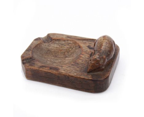 Mouseman - oak ashtray, rectangular form with rounded and canted corners, carved with mouse signature, by the workshop of Rob